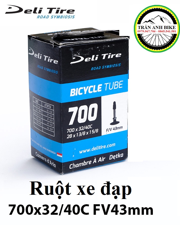 Ruột xe đạp Deli Tire 700x32-40c 43mm Van pháp - van hạt gạo
