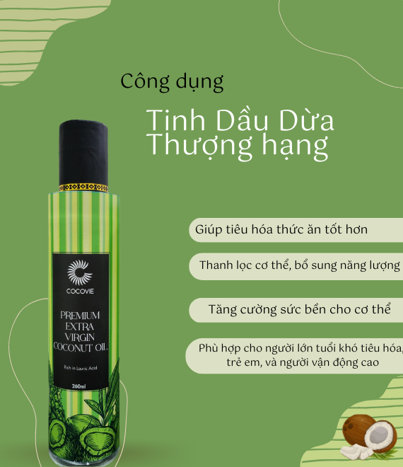 [HCM]TINH DẦU DỪA HỮU CƠ COCOVIE 260ML