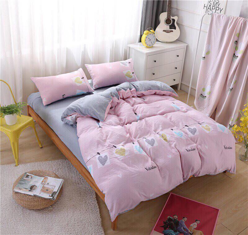 [ MIỄN PHÍ VẬN CHUYỂN ]-Bộ chăn ga gối đũi nhập trái tim.