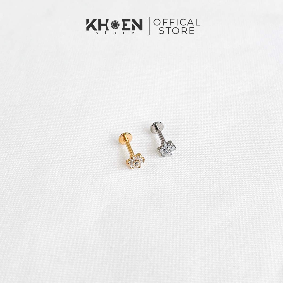 Khuyên hoa đá nhỏ - titan g23- khoen store