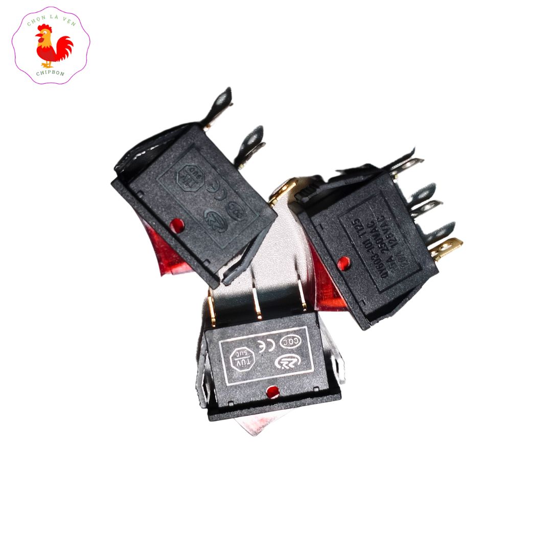 Combo 3 Công Tắc Bập Bênh 3 chân KCD3 15A/250V ( Có đèn )
