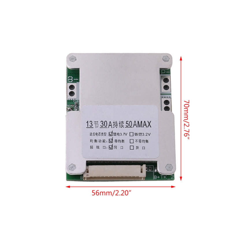 1pc BMS 13S 48V 50A 18650 Li-ion Lithium Battery Pack Protection Equalizer Board PCB
