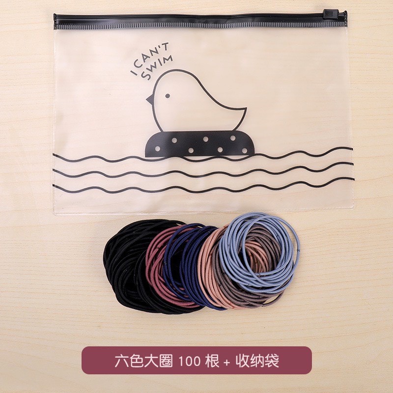 Set 100 Dây Buộc Tóc Thun Trơn Basic Nhiều Màu Siêu Tiện Lợi