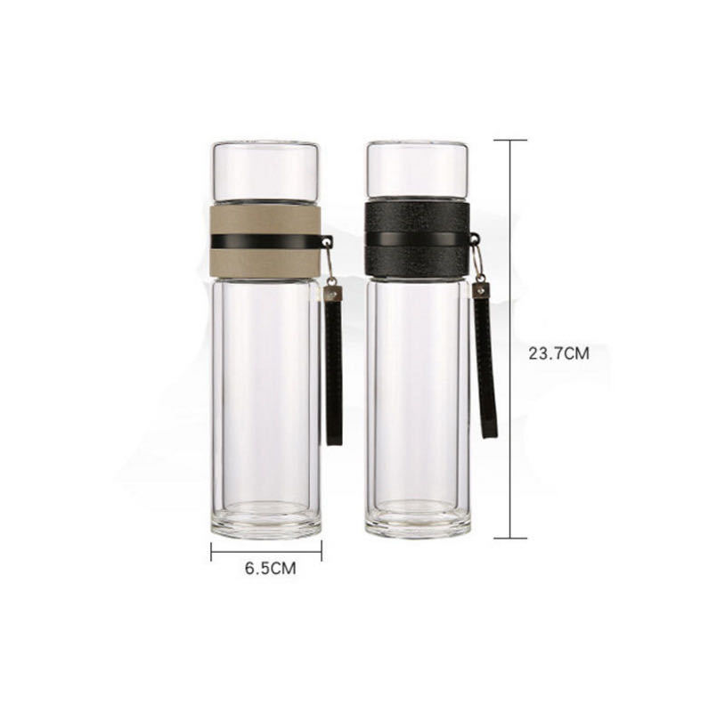 Bình thủy tinh 2 lớp lọc trà 500ml