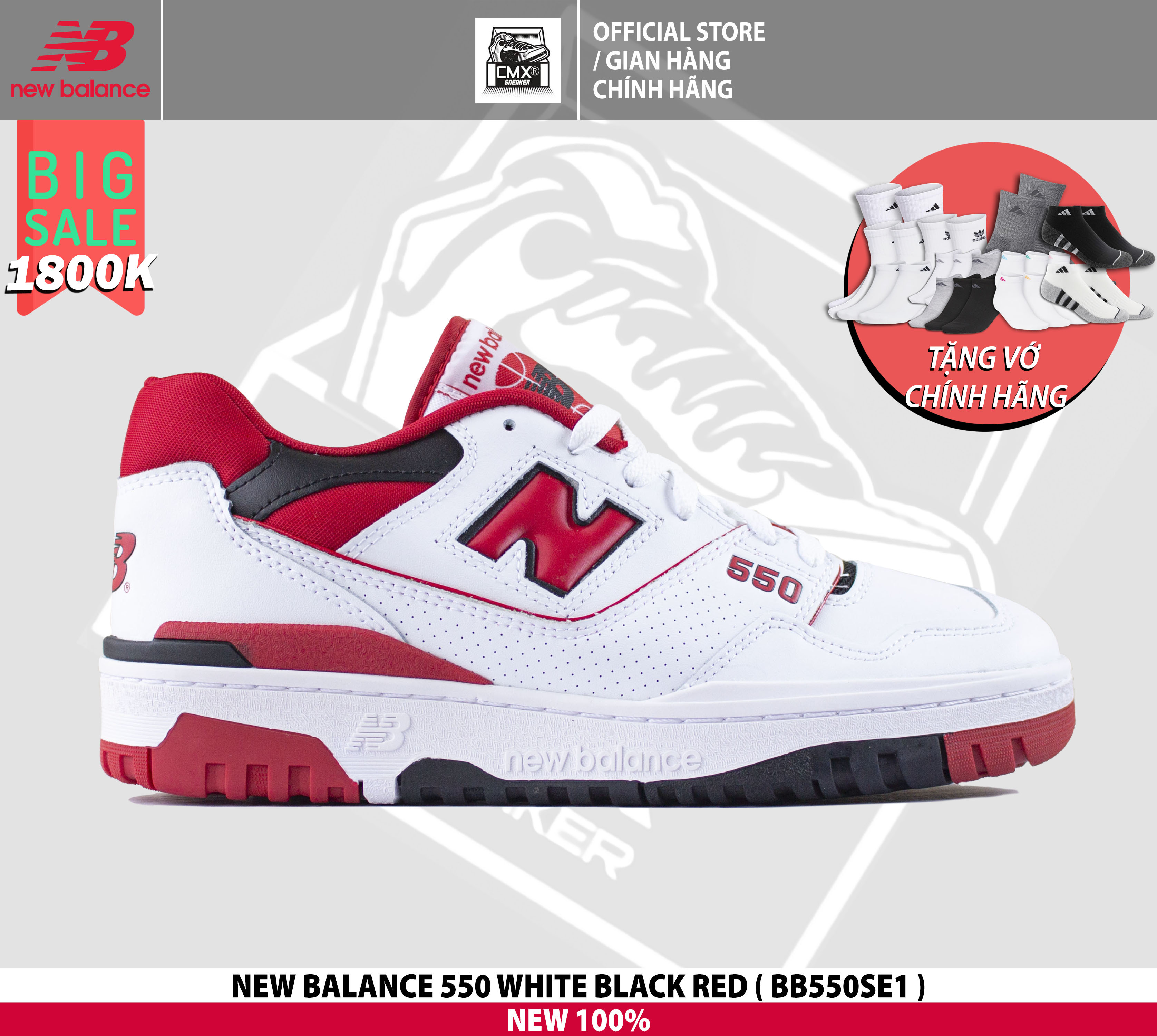 😘 [ HÀNG CHÍNH HÃNG CÓ SẴN ] Giày New Balance 550 WHITE BLACK RED ( BB550SE1 ) - AUTHENTIC 100%