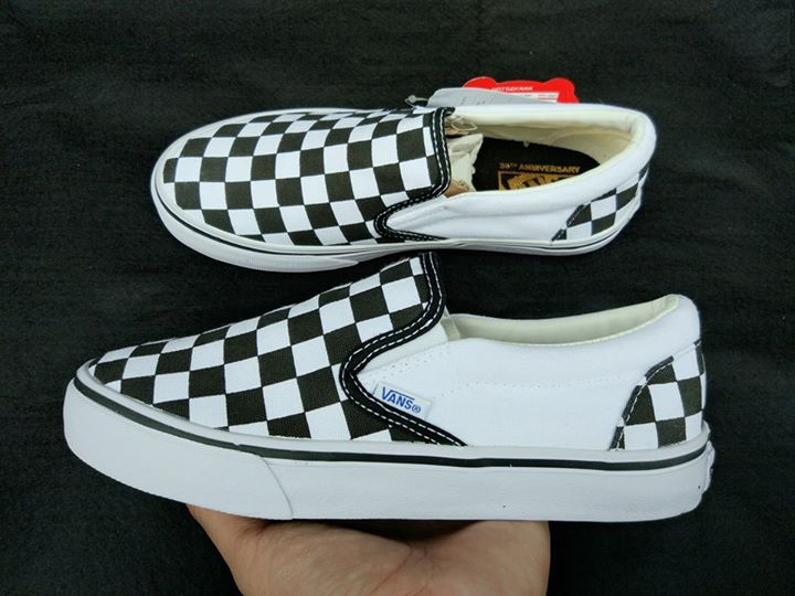 Giày lười vans caro nam nữ Full Box Tag