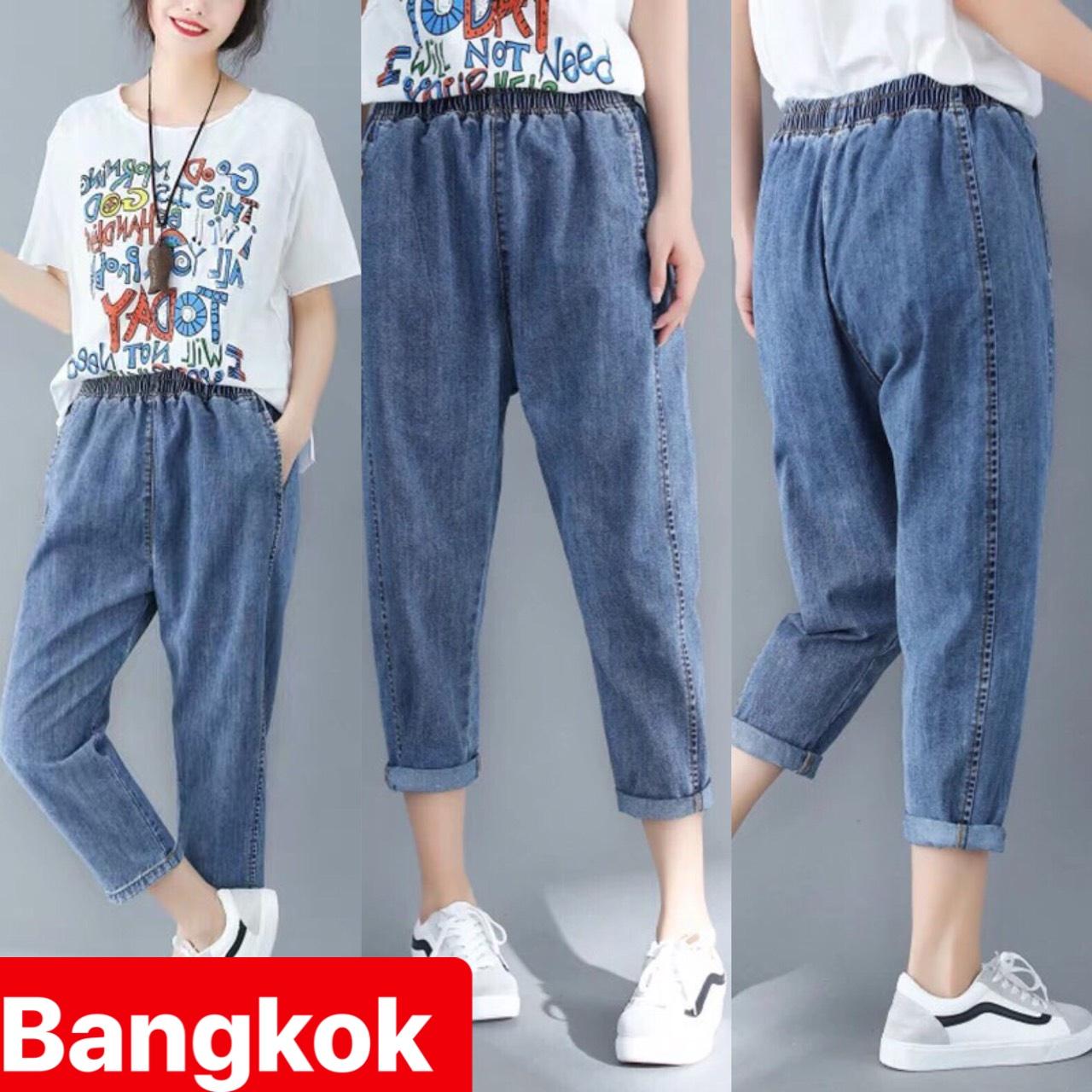 QUẦN JEAN BAGGY NỮ CHẤT BÒ XANH LƯNG THUN LƯNG CẠP CHUN CAO NÂNG MÔNG HOT TREND THÁI LAN BK-330 TÝ GOLD 2020