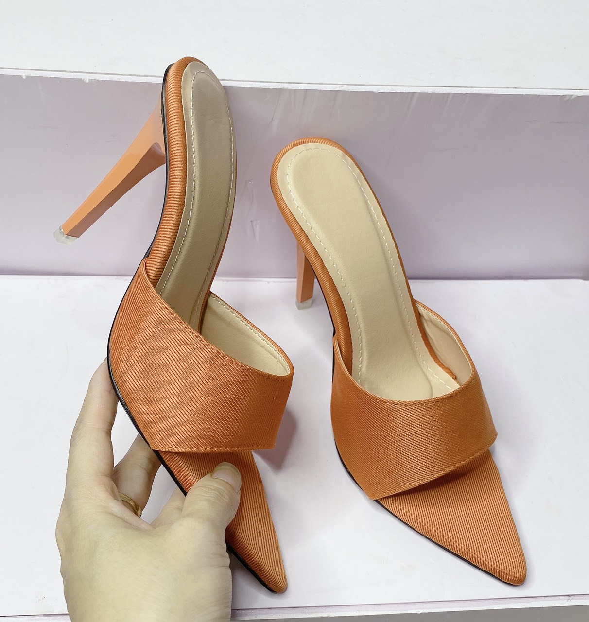 dép cao gót 9cm mũi nhọn gót nhọn siêu xinh