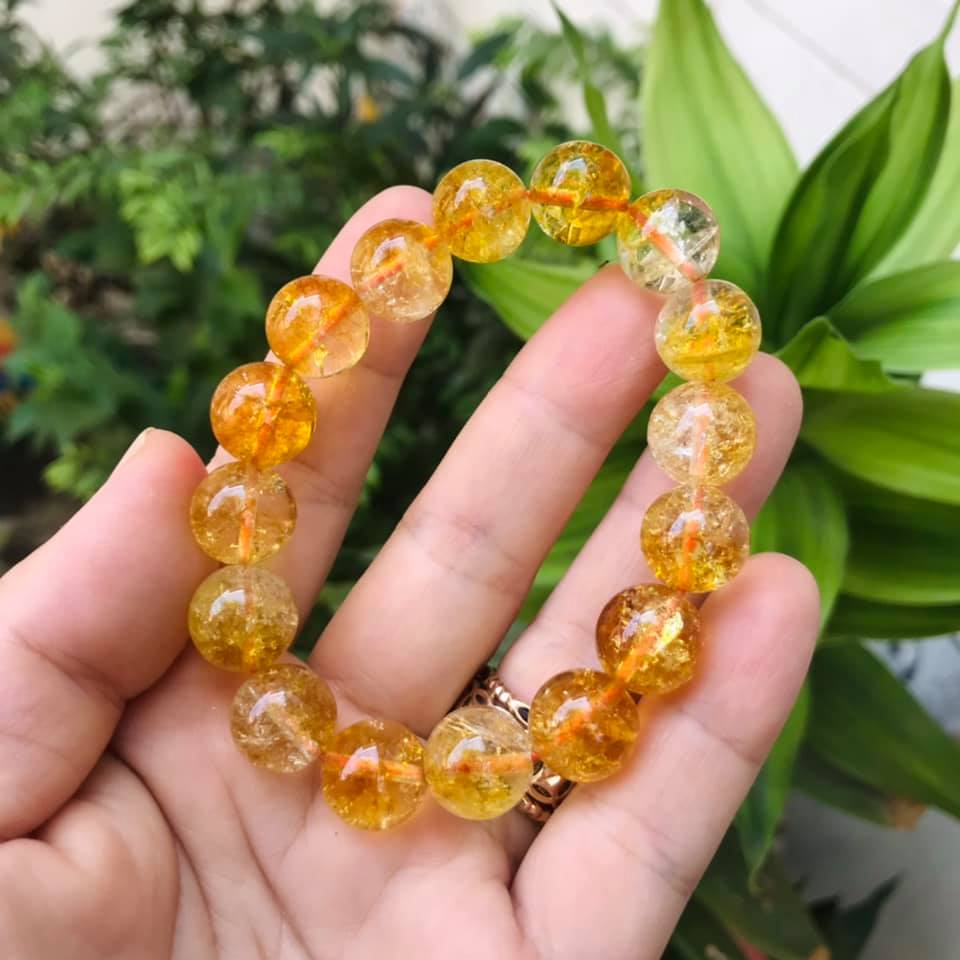 VÒNG TAY THẠCH ANH ƯU LINH VÀNG 12LY