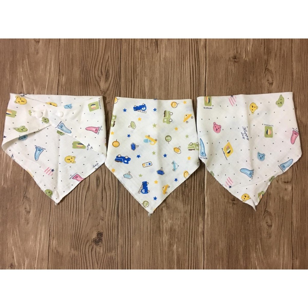 Set 2 Khăn yếm xô tam giác 2 lớp (có cúc bấm)