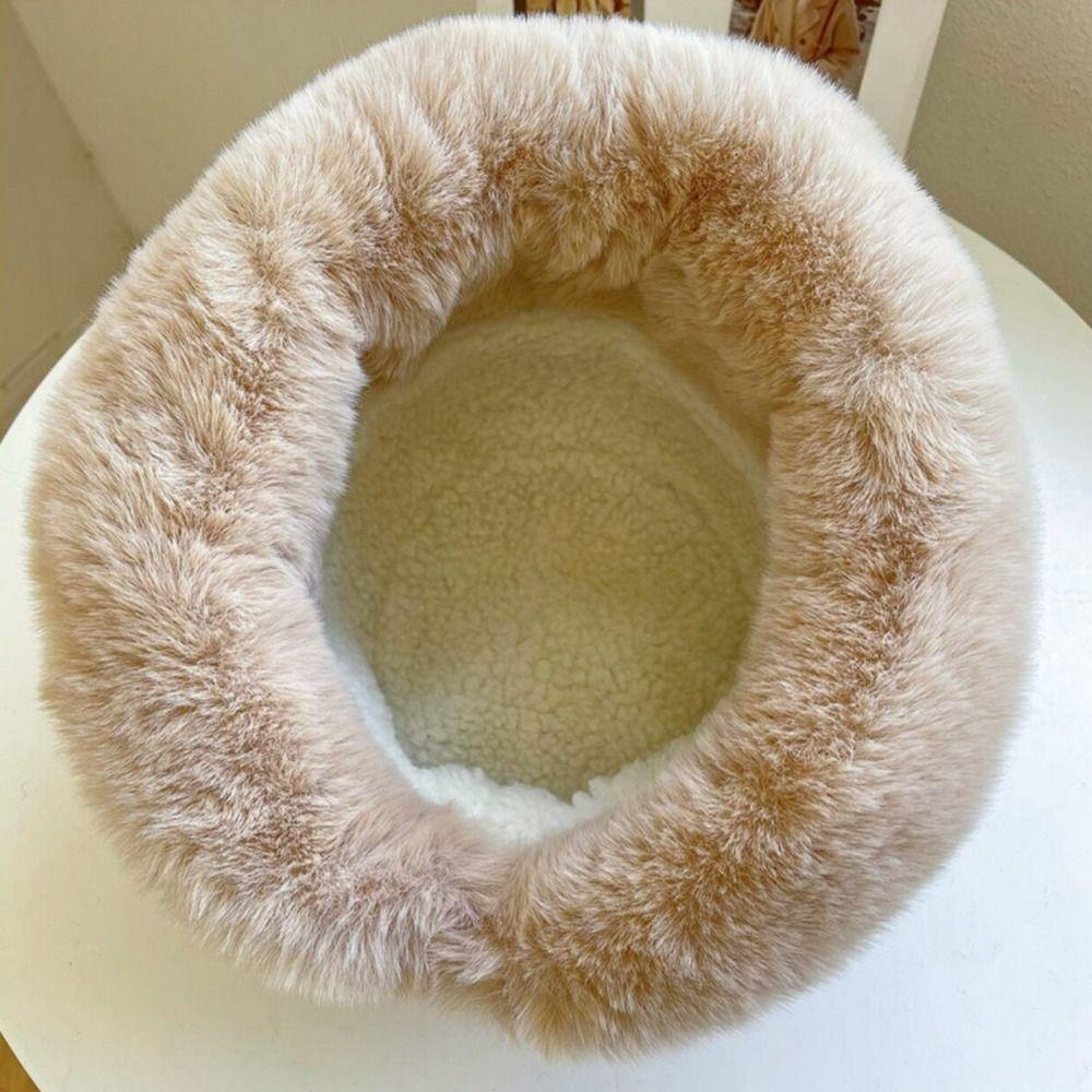 Nón Bucket Chất Nhung Phối Lông Thú Mềm Mại