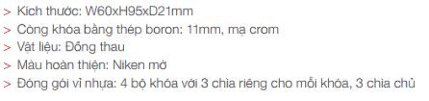 [HCM]Bộ 4 khóa bấm chìa chủ Còng Boron 60mm