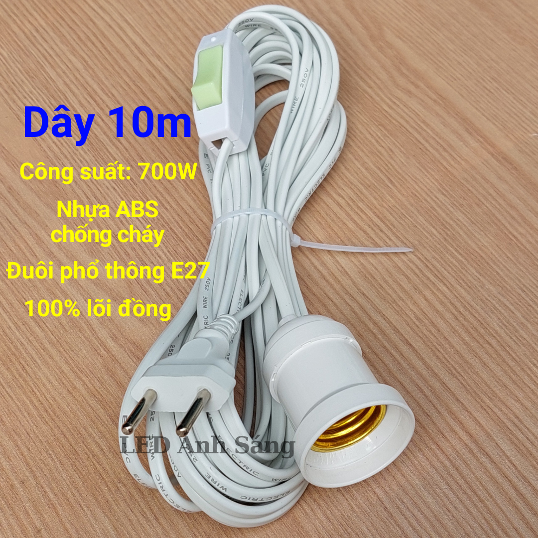 DÂY ĐUÔI ĐÈN E27 CÓ CÔNG TẮC - DÂY DÀI 3m - 5m - 8m - 10m