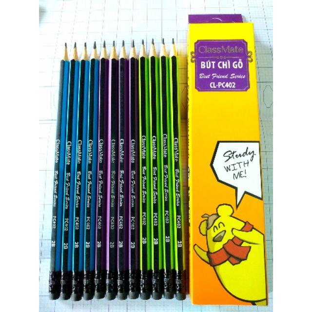 Combo 12 Bút chì gỗ ClassMate 2B có gôm CL-PC402