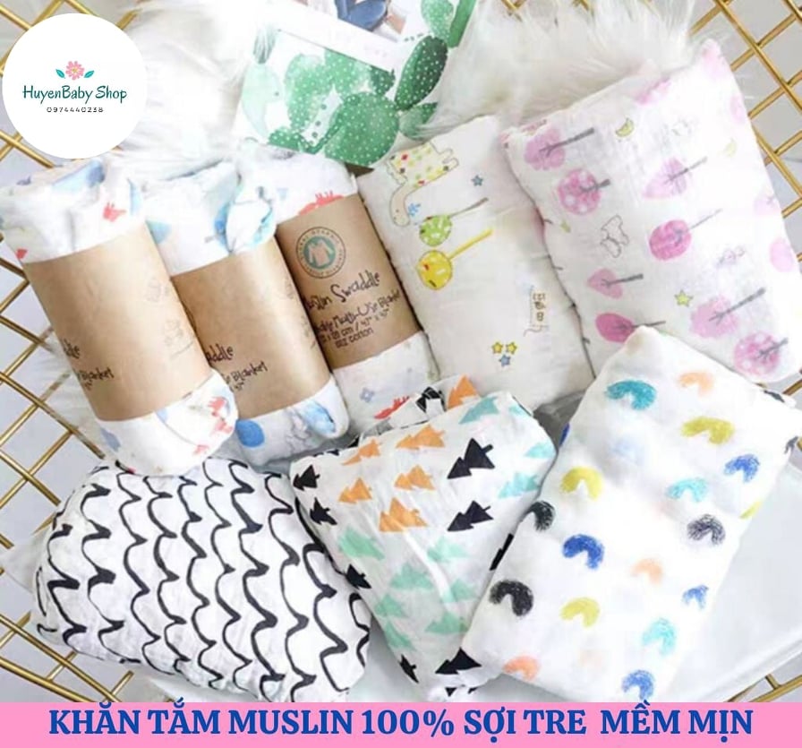 Khăn tắm sợi tre Muslin xuất Hàn cho bé