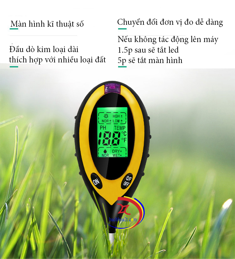 Máy đo độ PH trong đất 4in1( PH, nhiệt độ, độ ẩm và ánh sáng)