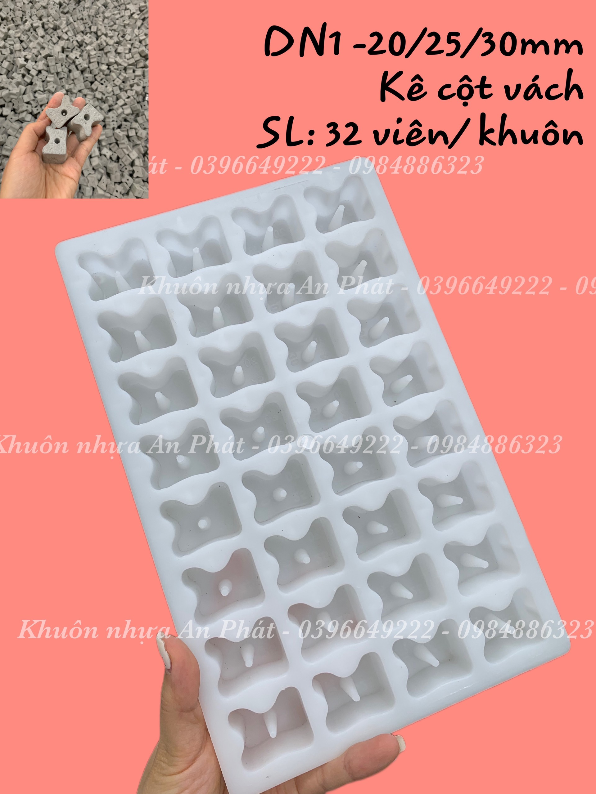 [D1-20/25/30mm] Khuôn nhựa đúc con kê bê tông đa năng D1 (20/25/30mm) dùng cho cột vách dầm giằng, chất lượng siêu bền tái sử dụng nhiều lần