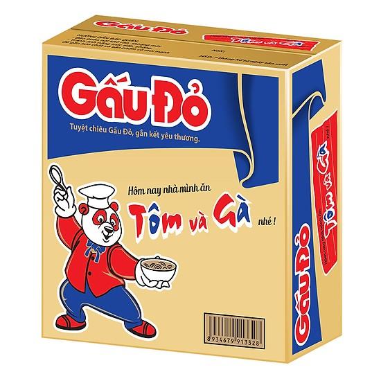 Thùng 30 Gói Mì Gấu Đỏ Tôm và Gà 64g