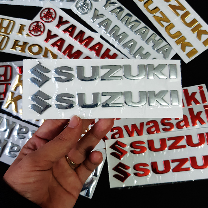 Bộ 2 miếng dán nổi chữ Suzuki (Vàng)
