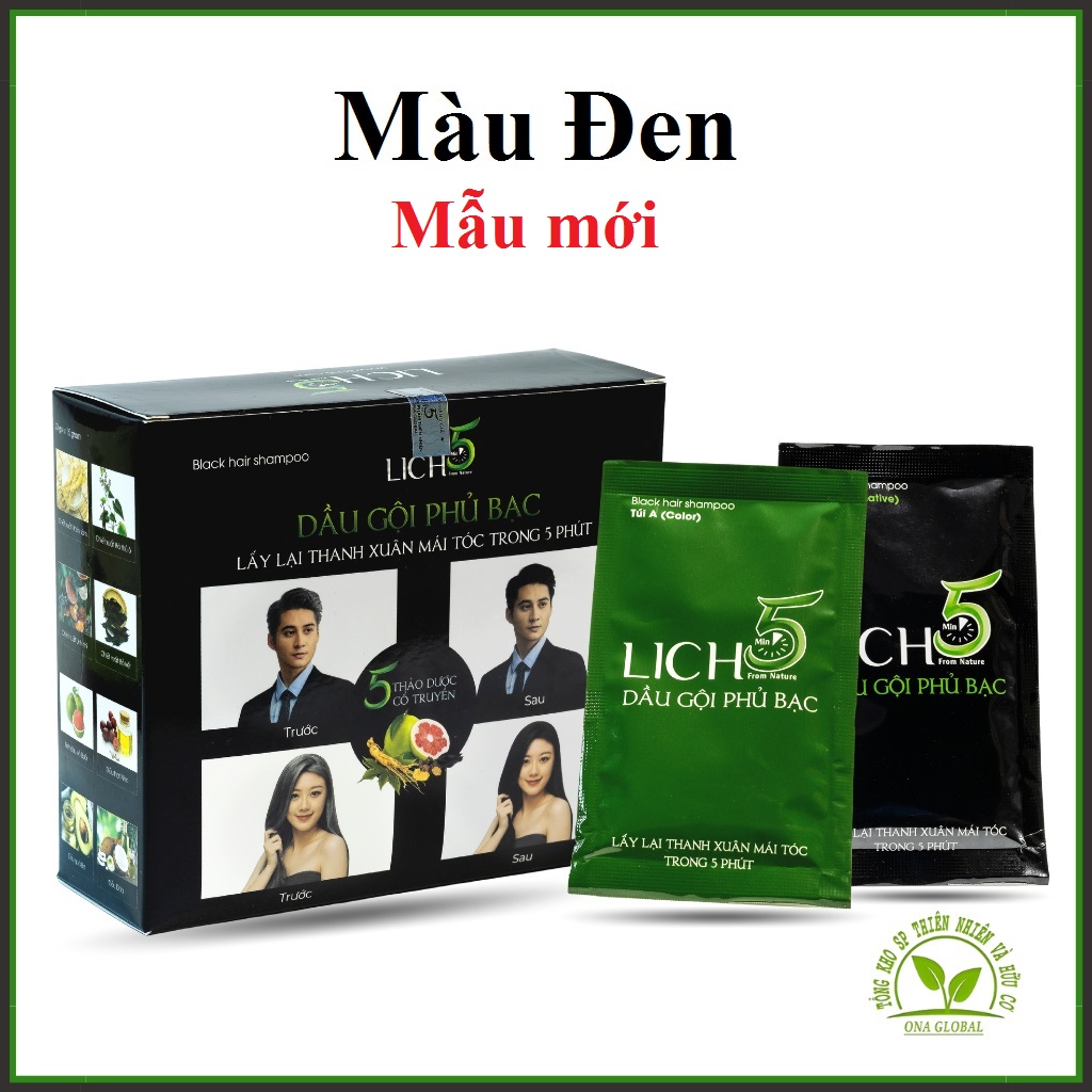 Dầu gội đen tóc thảo dược LICH5 [Mầu Đen, Mầu Nâu Đen]