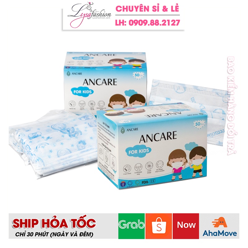 Khẩu trang cho bé Ancare 4 lớp kháng khuẩn hộp 50 cái