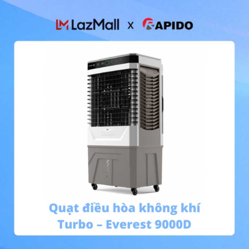 Quạt điều hòa không khí Turbo – Everest 9000D công suất 200W điều khiển từ xa tạo ion âm làm sạch không khí bảo vệ sức khỏe hàng chính hãng