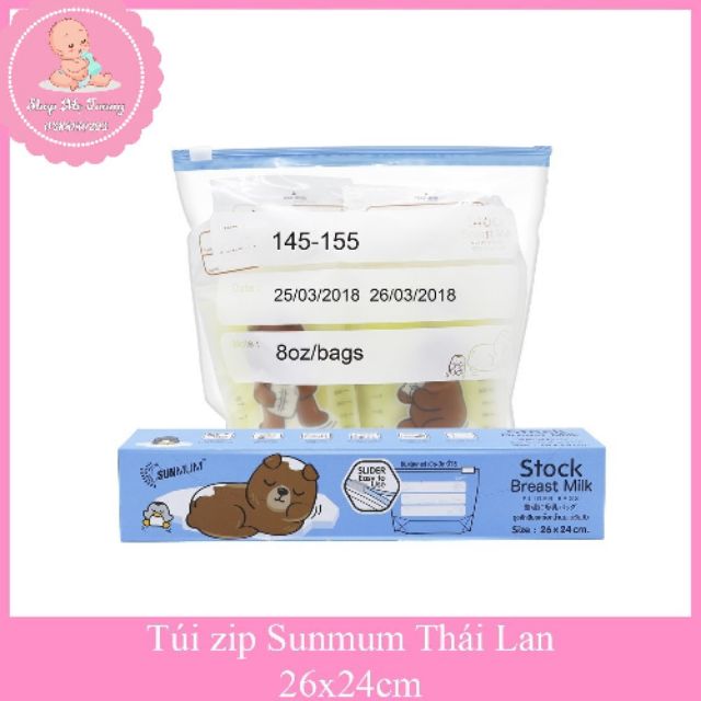 Túi zip bảo quản Sunmum Thái Lan (hộp 10 túi)