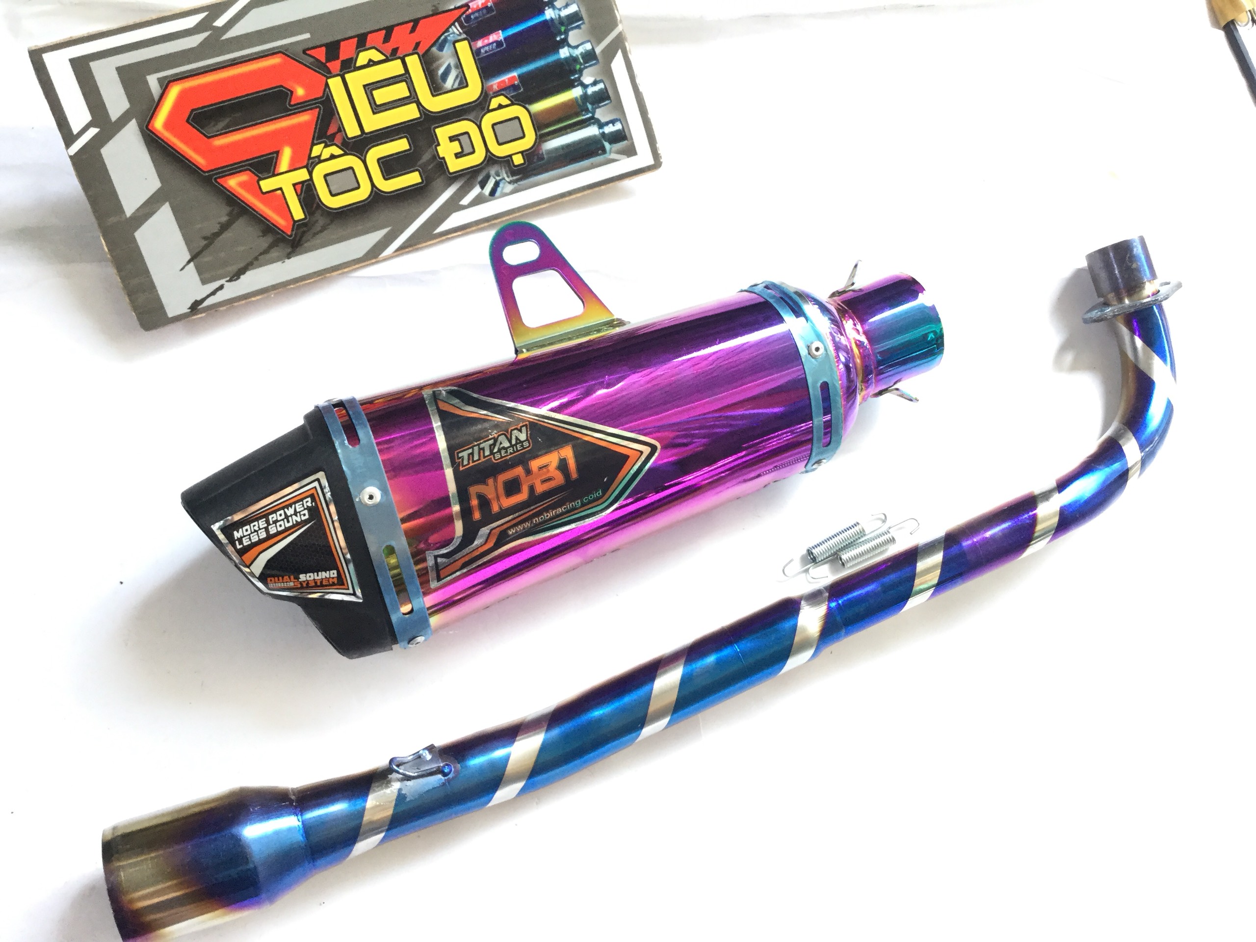 Combo pô nobi titan bao gồm cả cổ pô titan độ cho xe sirius, jupiter, taurus,...