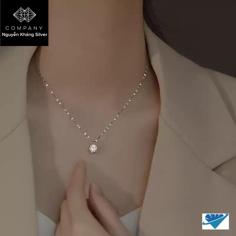 Dây chuyền bạc nữ mặt đá trắng nhỏ xinh