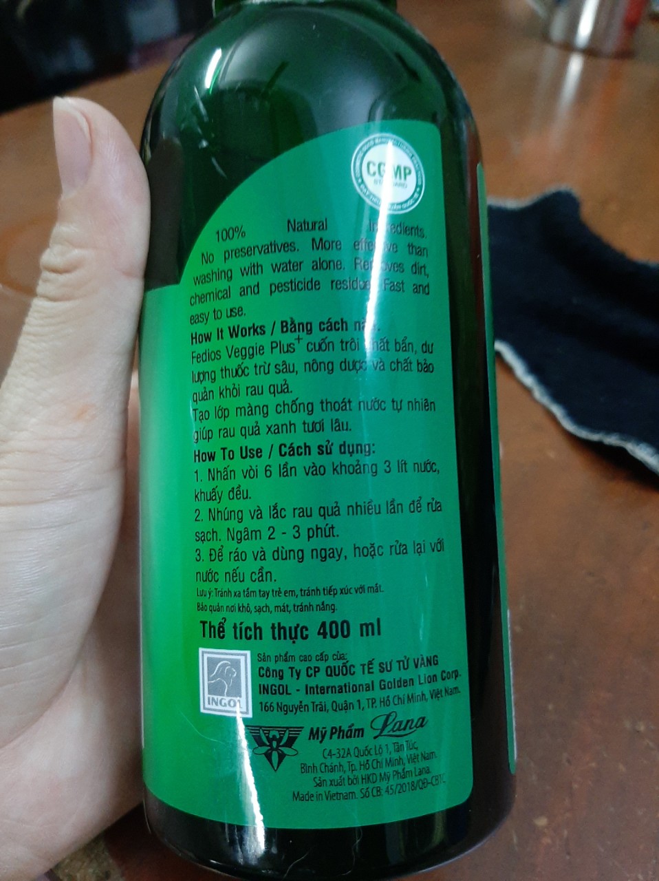 Nước Rửa Rau Củ Quả, Trái Cây FEDIOS VEGGIE 400ml