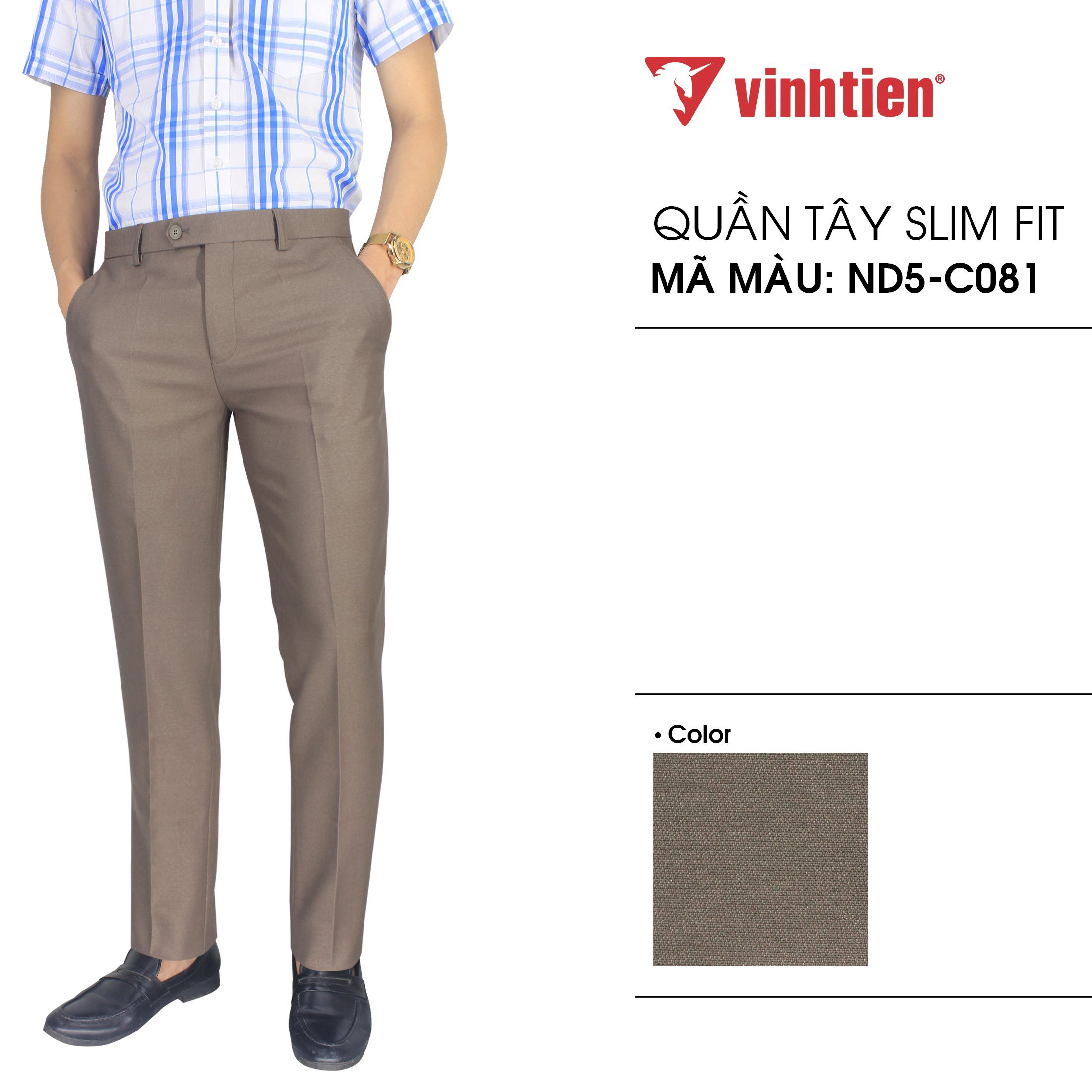 Quần Tây Nam Trơn Dáng Slimfit Vĩnh Tiến 425, Co dãn nhẹ 4 chiều, Sang trọng