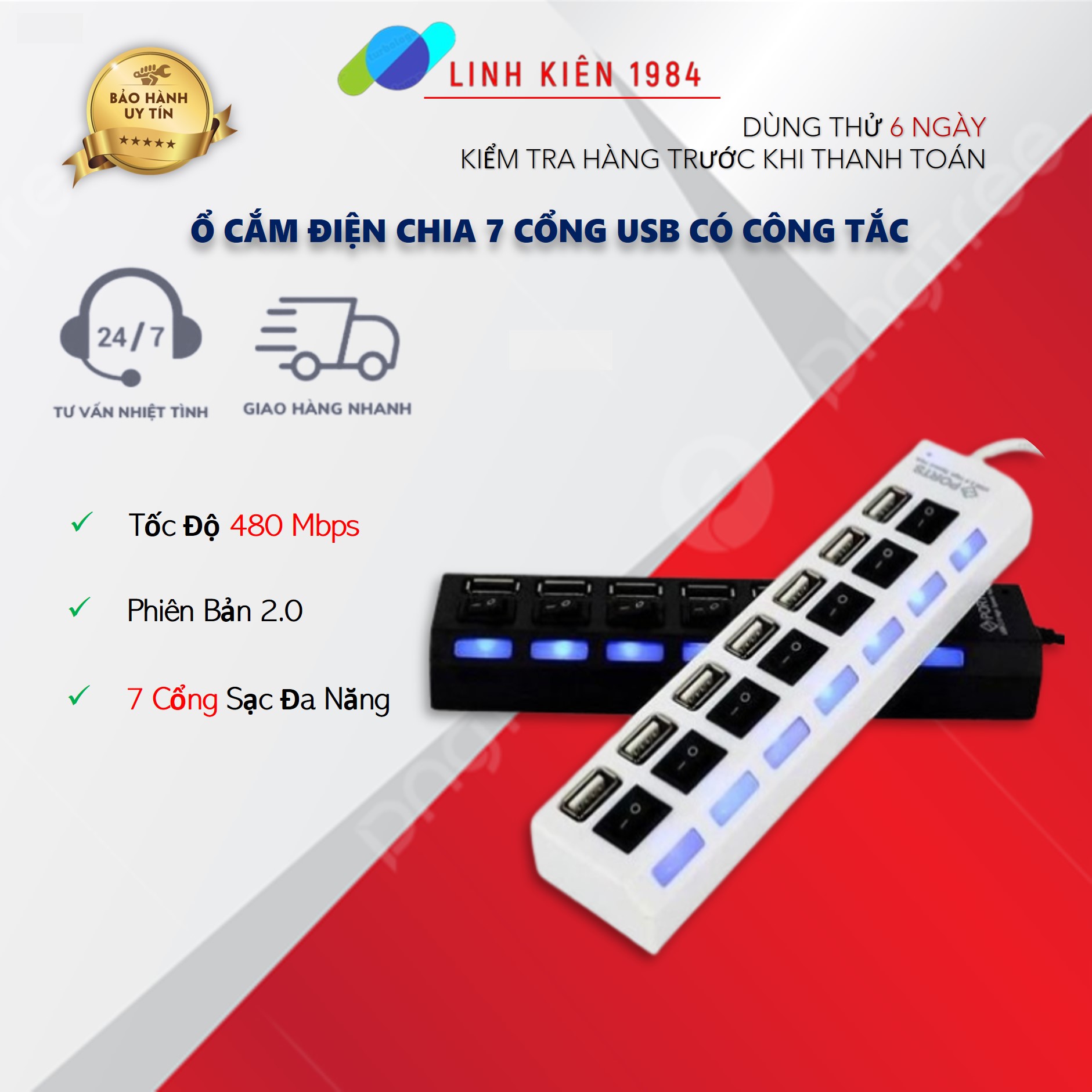 Ổ cắm điện 3 tầng công tắc riêng mỗi tầng, 2500w 11 ổ cắm điện đa năng, 2 cổng sạc usb