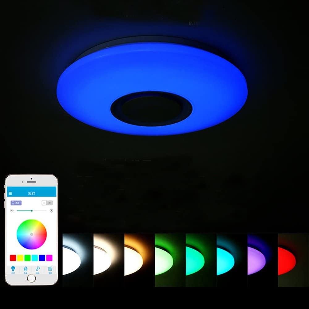 Đèn LED đổi màu RGB kiêm loa ốp trần thông minh- Đèn led đổi màu kiêm loa bluetooth ốp trần cao cấp-Đèn ngủ kiêm loa bluetooth điều khiển bằng điện thoại