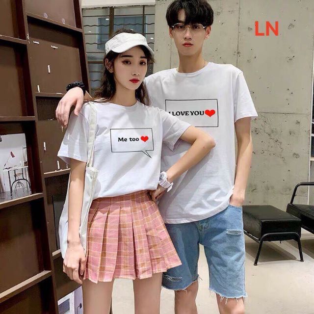 [HÀNG SIÊU CHẤT] Áo cặp đôi ngắn tay tình yêu chất vải cotton mát mặc mùa hè in hoạt hình ngộ nghĩnh đáng yêu, mặc đi biển đi chơi đều hợp