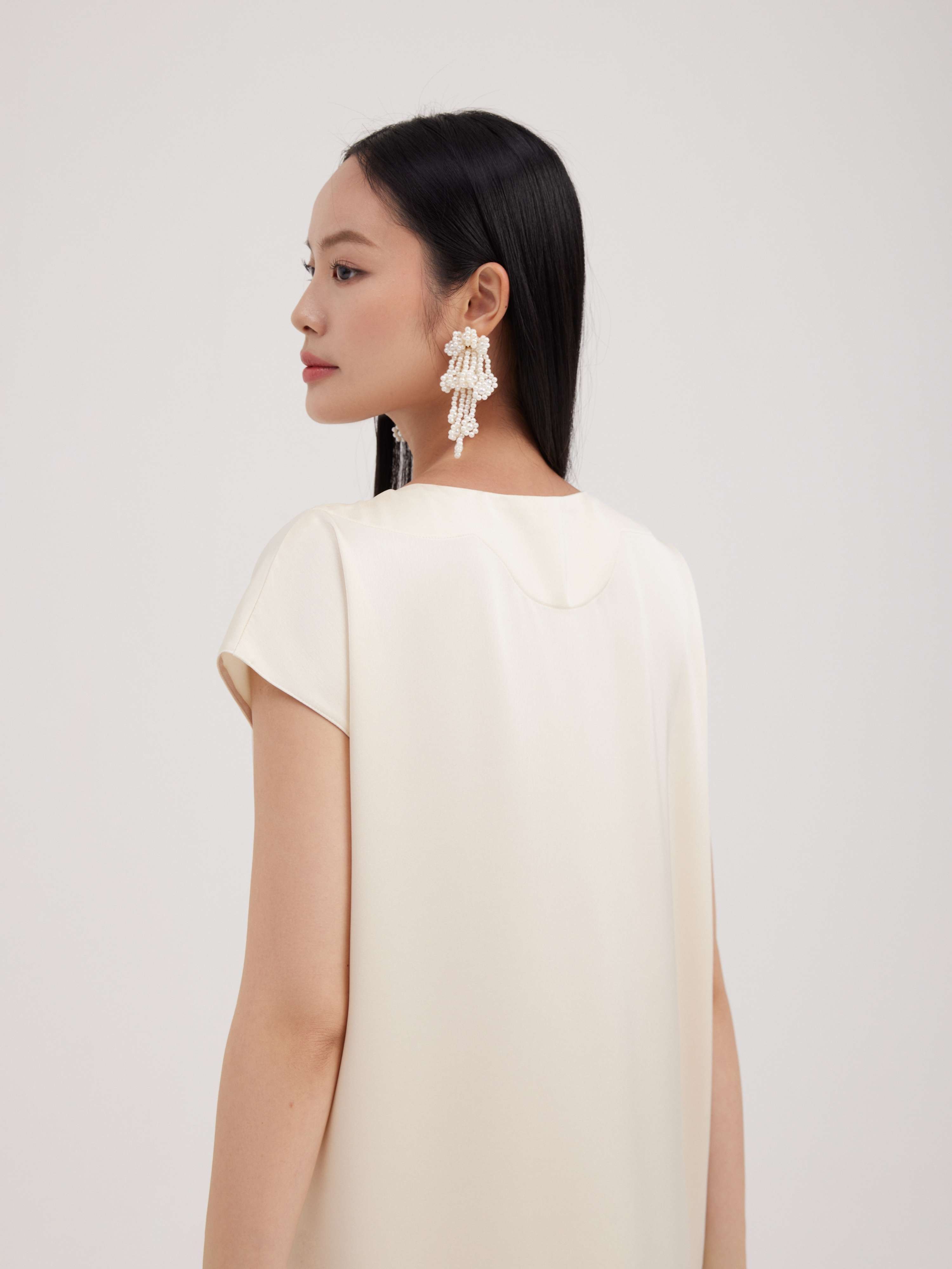 Đầm lụa viền ren Mauve Border dress