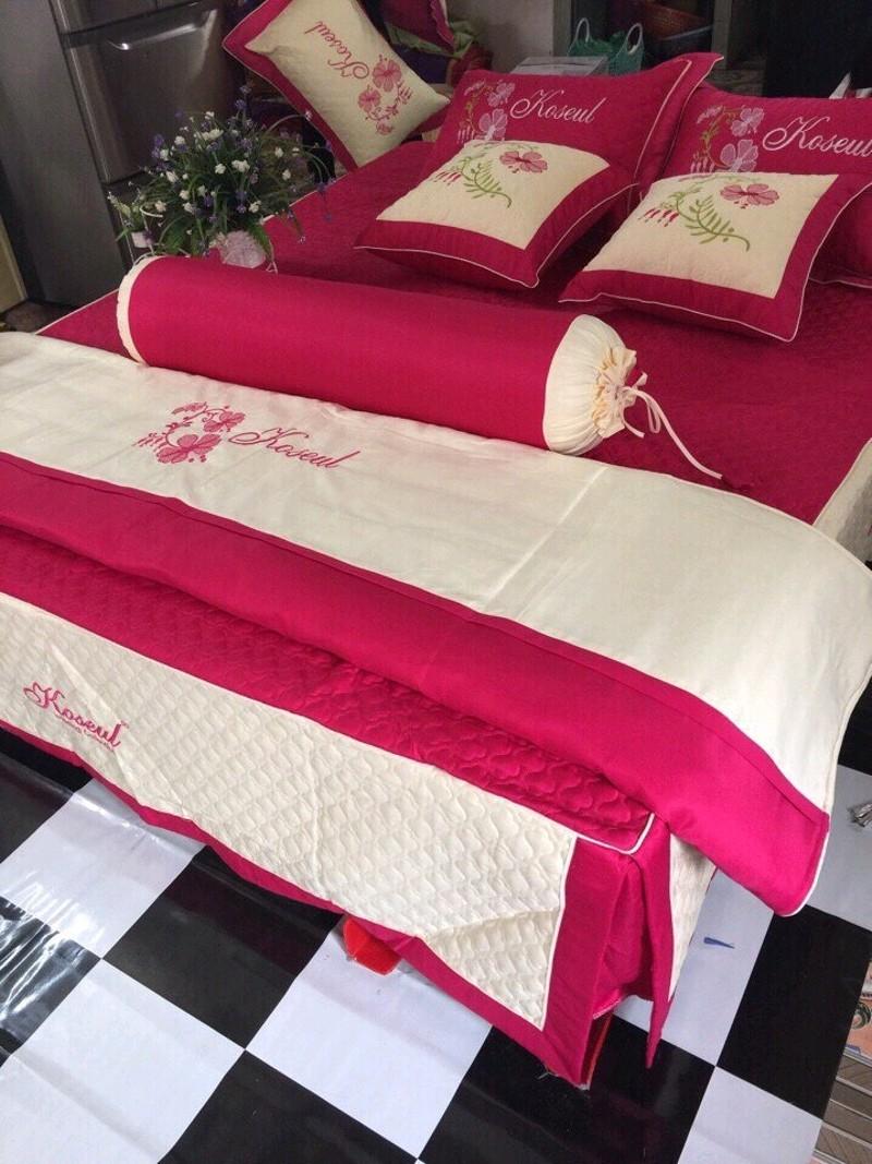 [Nhiều màu - đủ kích thước] Bộ chăn ga gối phủ 7 món cao cấp trần bông