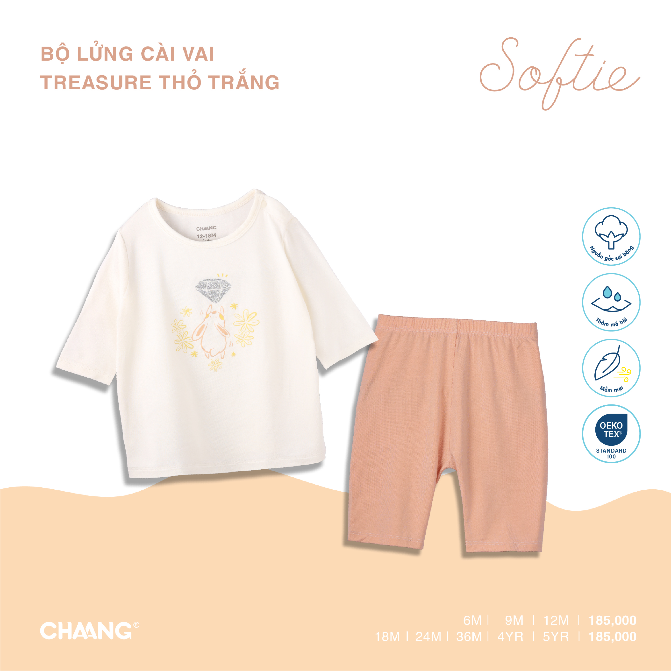 Bộ quần áo lửng cài vai bé gái Treasure Chaang