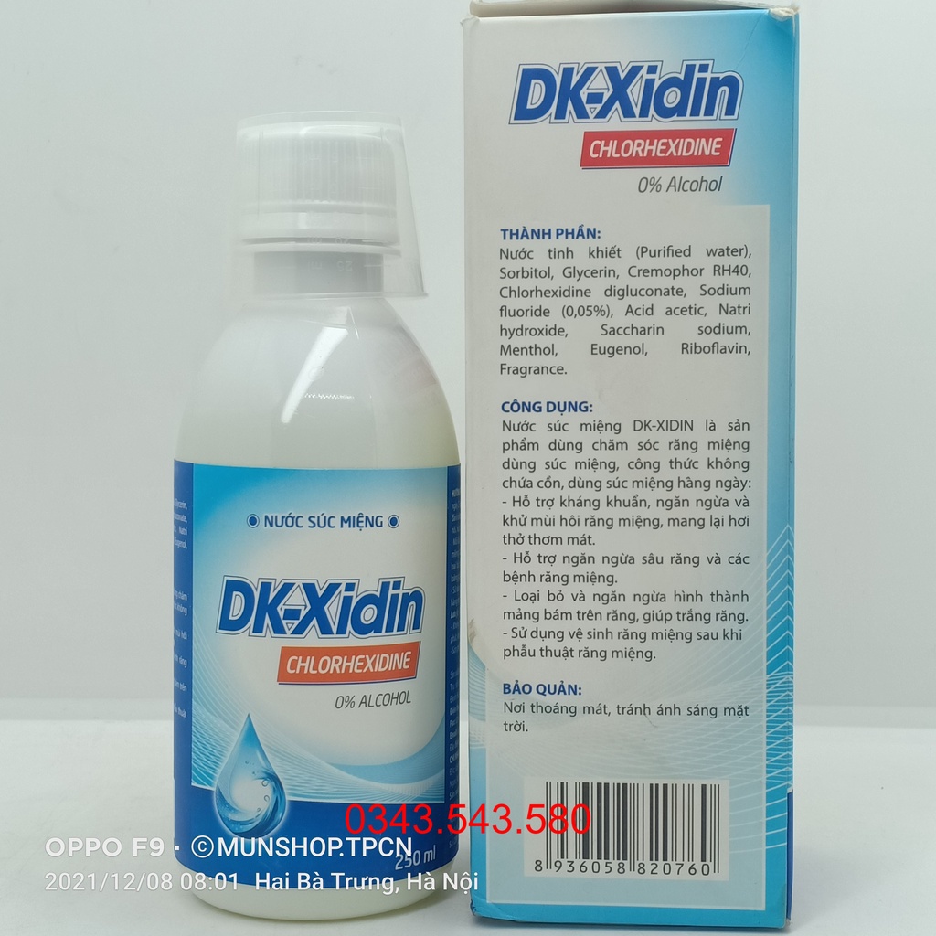 Nước Súc Miệng Dk-Xidin Chlorhexidine Chai 250Ml