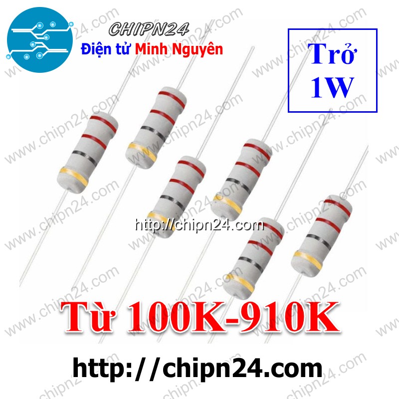 [10 con] Điện Trở 1W 5% (100K 120K 150K 180K 220K 330K 390K 470K 510K 560K 680K 820K) - [Chọn Loại]