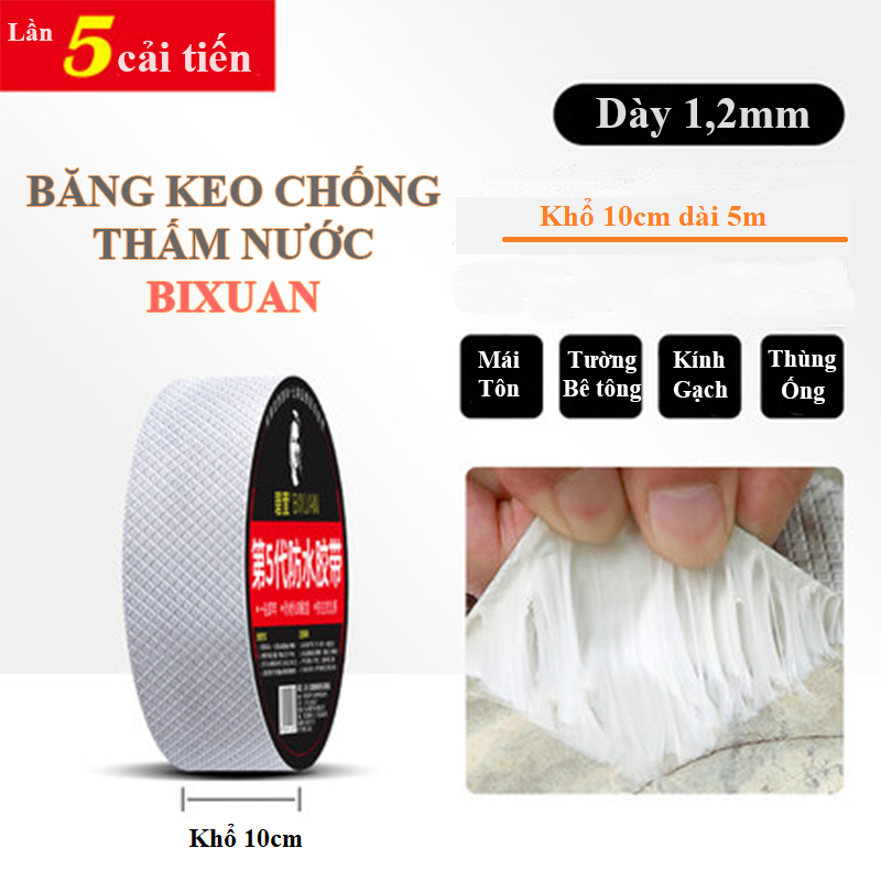 Băng keo dán chống thấm nước BIXUAN, băng dính siêu dính chống thấm dột tường, miếng keo dán siêu dính chống thấm vá mái tôn, băng keo chống thấm bể nước, keo vá nhựa ống nước đa năng,keo chống thấm chống dột mái tôn