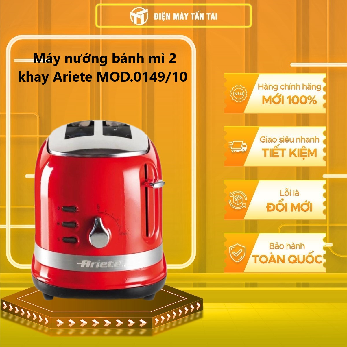 [MỚI 100%] MOD.0149/10 - Máy nướng bánh mì 2 khay Ariete Modernia MOD.0149/10