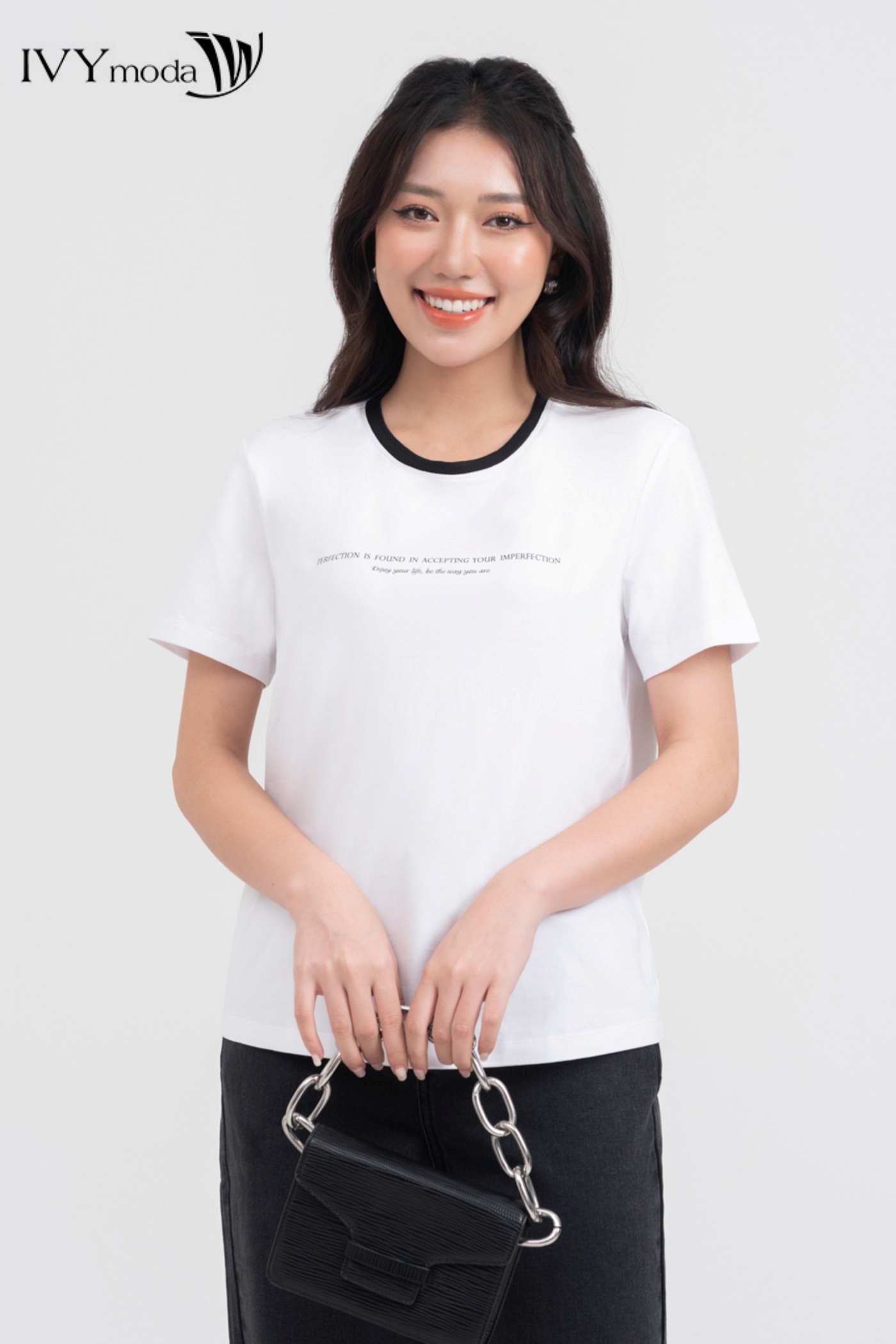 Áo thun basic viền cổ ivy moda ms 57b9218