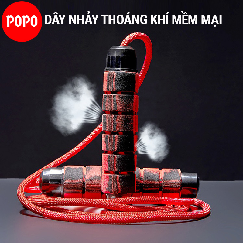 Dây nhảy dây thể lực POPO TS38 thể dục giảm cân giảm mỡ bụng đốt cháy calo, tập luyên kickbox, boxing hoa văn vân đen