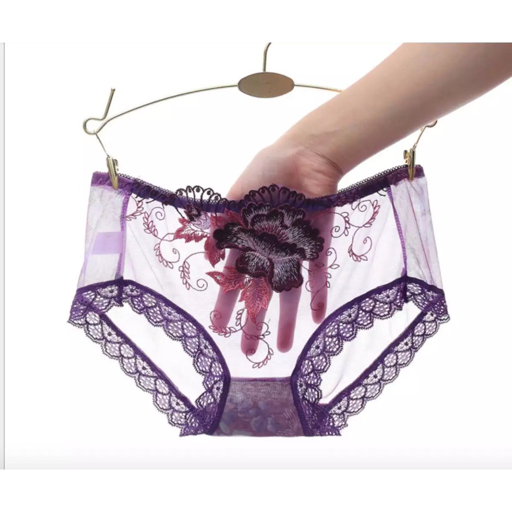 Combo 5 quần lót satin thêu hoa-NLS89