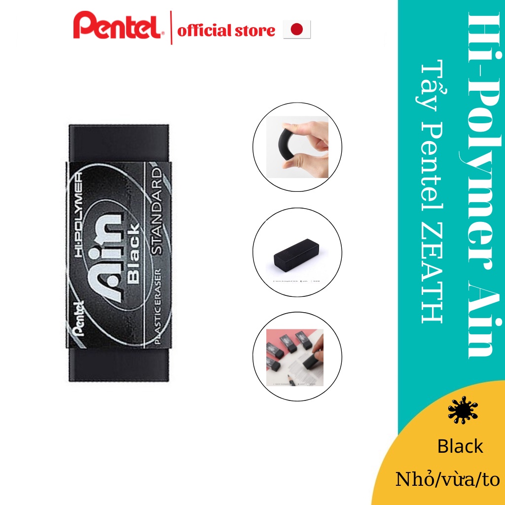 Gôm Tẩy đen SIÊU SẠCH Pentel ZEATH03, ZEATH06