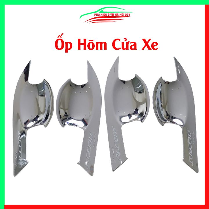 Ốp tay nắm cửa, hõm cửa ô tô Accent 2018-2021 mạ crom trang trí, dán chống trầy xước cửa xe hơi