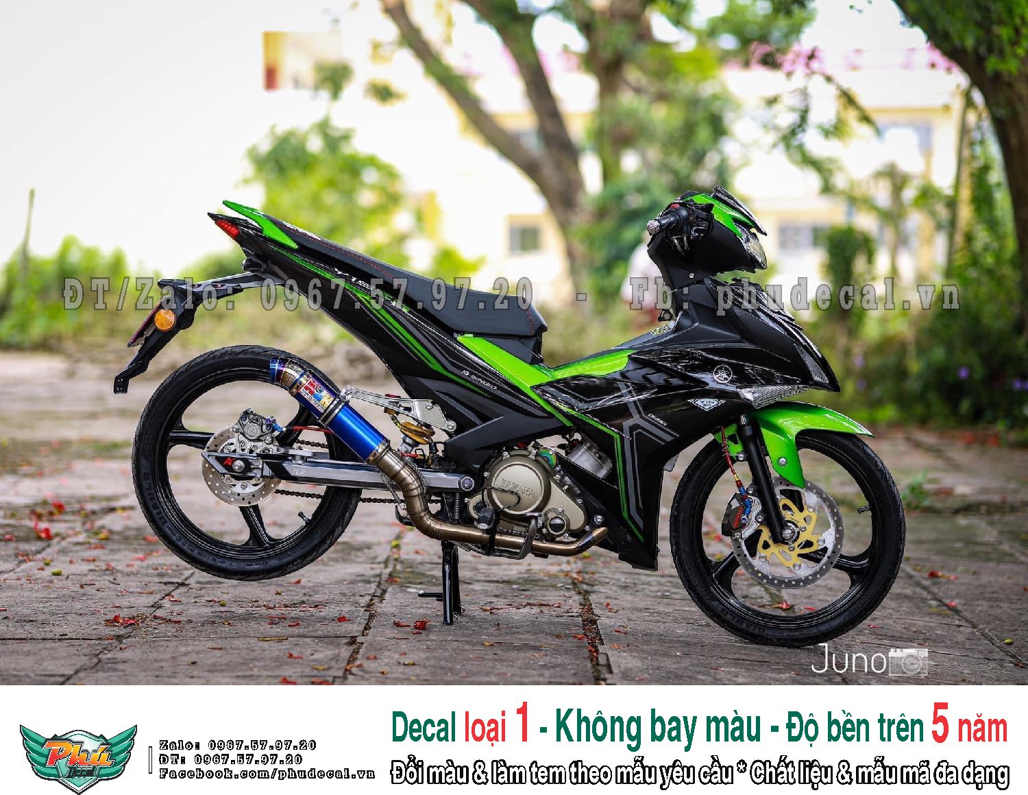 Tem rời Exciter 150 đen xanh lá
