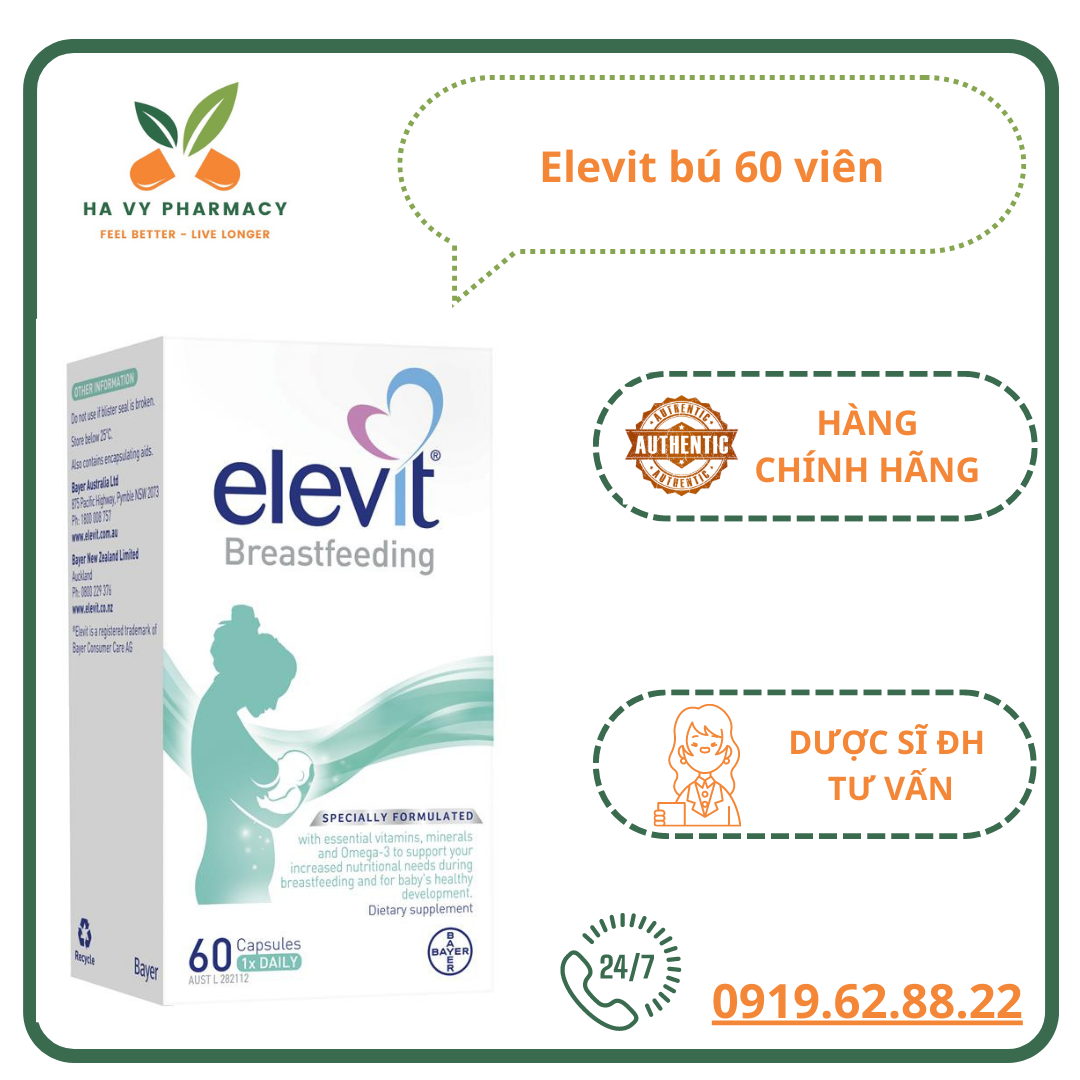 Elevit Sau Sinh - Elevit bú Breastfeeding 60 viên-Úc