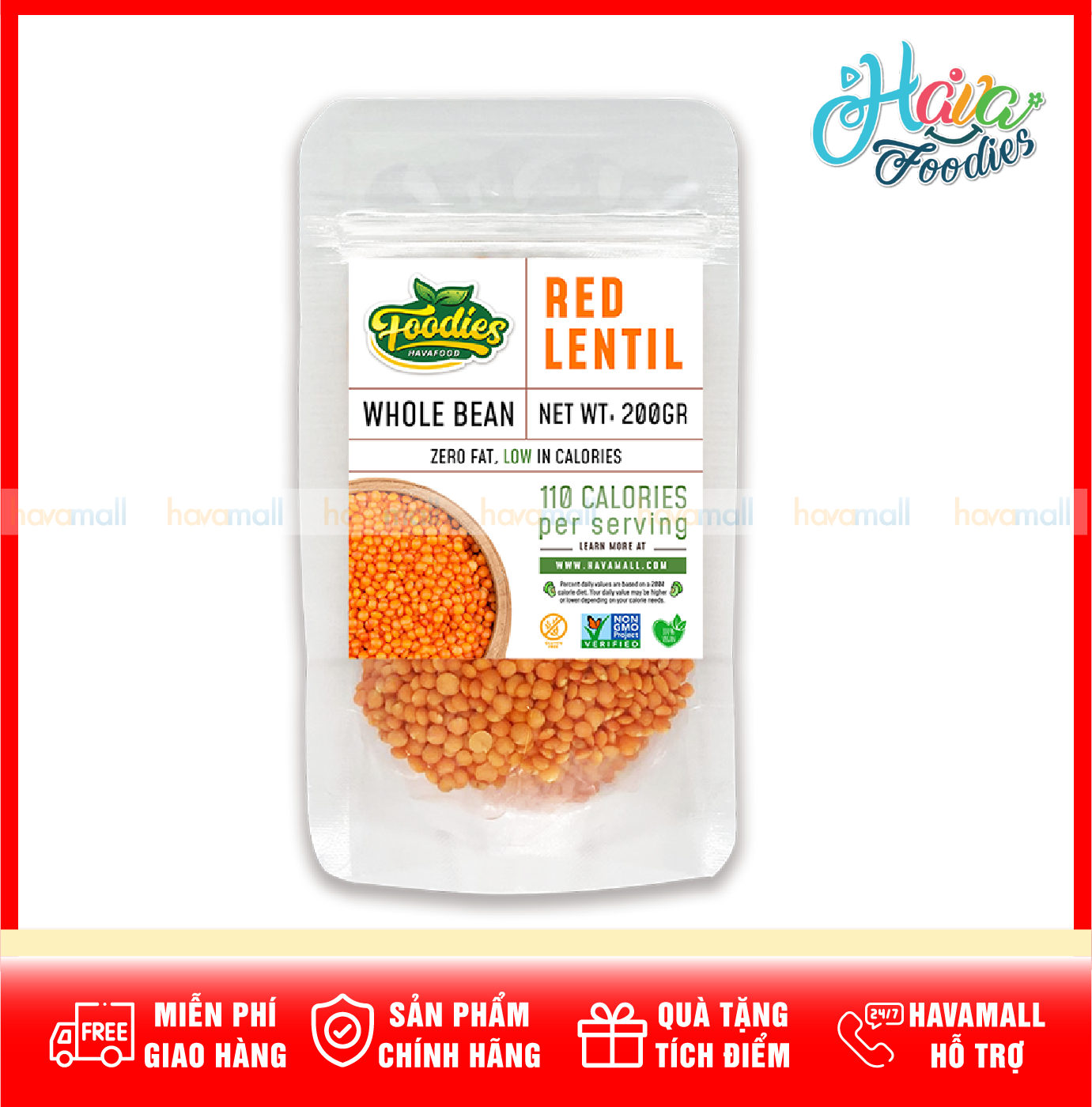 [HOÀN TIỀN MAX 10%]Đậu Lăng Đỏ Havafoodies – Red Lentils Pea