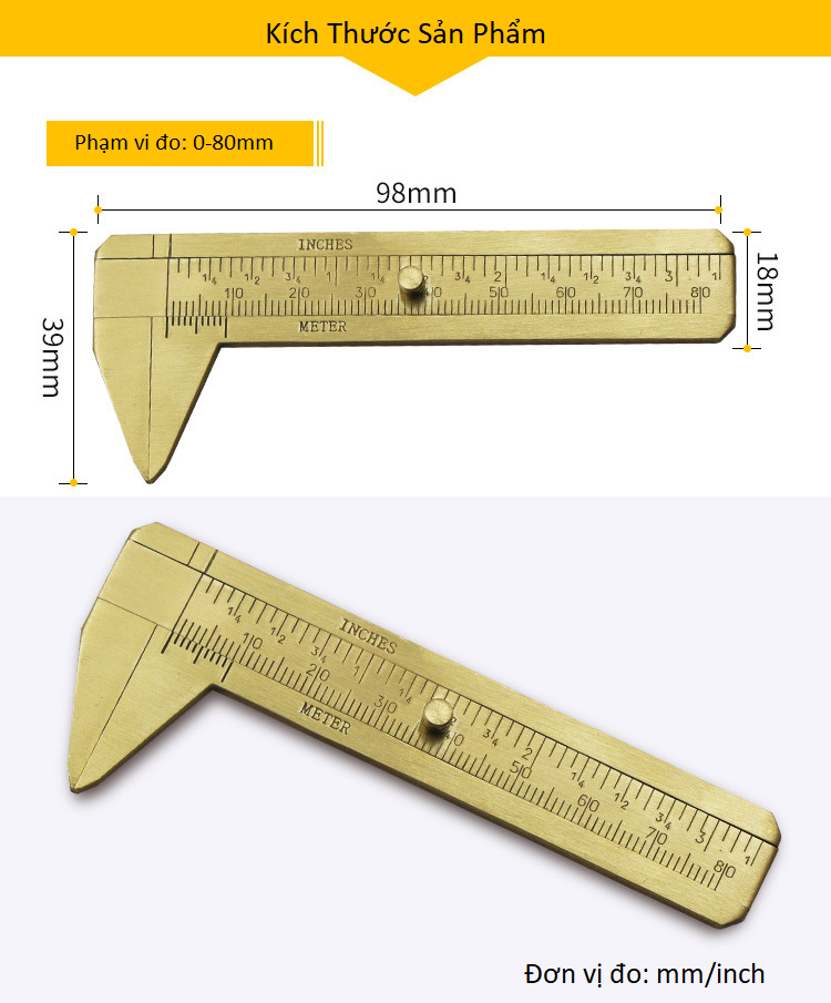 Thước Kẹp Cơ Khí 80mm Chất Liệu Đồng